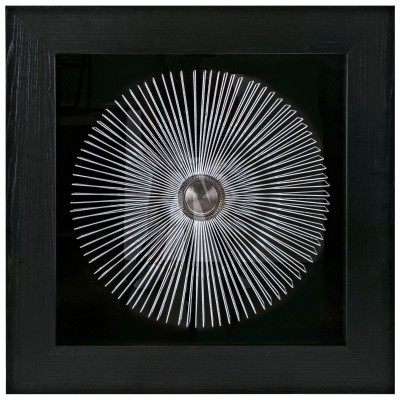 Radiation Silver Starburst Wall Sculpture Black Shadowbox Art Glass Cover 31.5"   302746949675